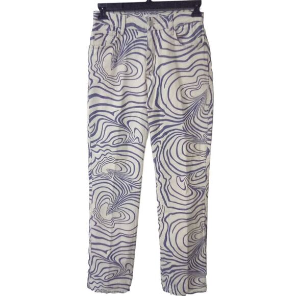 Zara swirl printed straight leg high waist 5 pocket jeans size 4 - Picture 1 of 6
